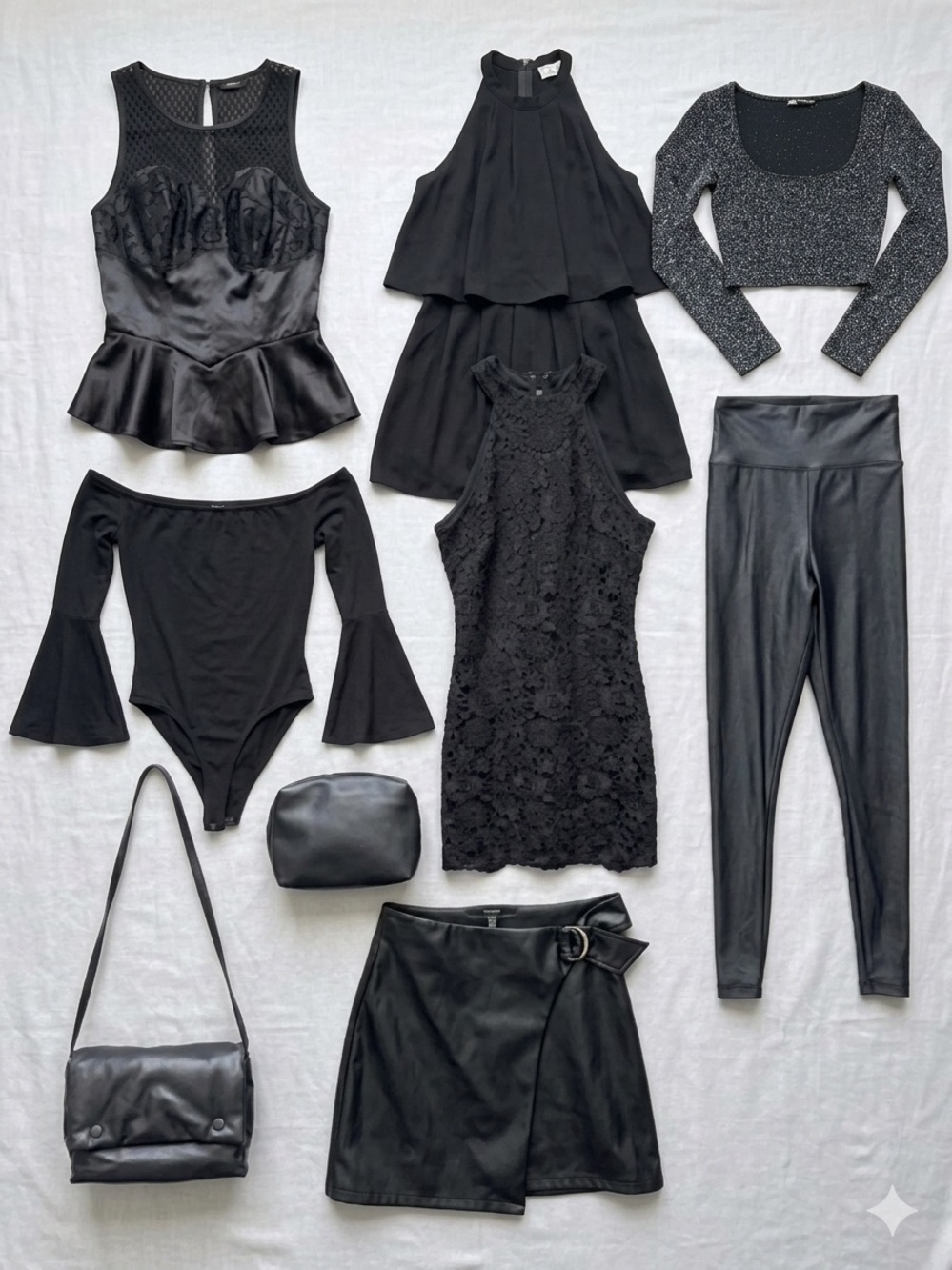XS Dark Feminine Clothing Bundle | Zara Guess Lulu's Black Going Out Lot